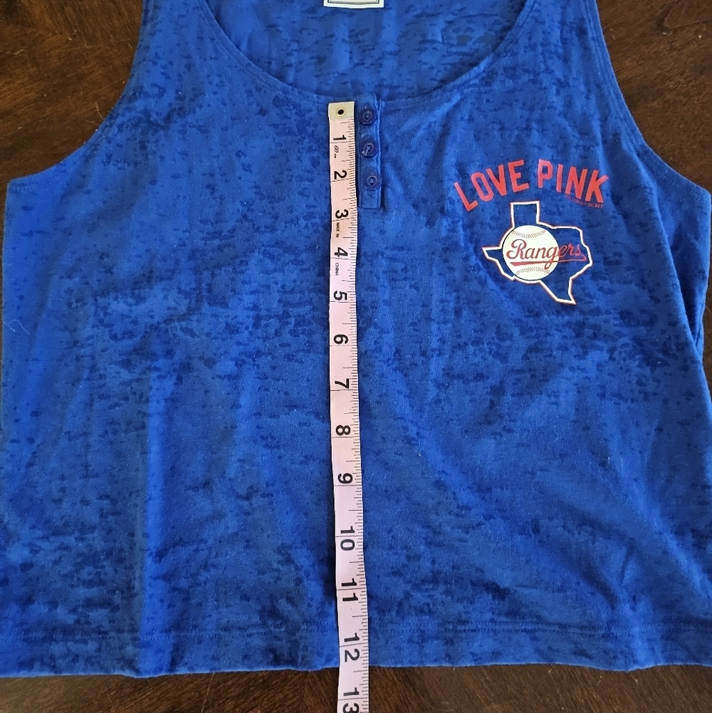 PINK Victoria's Secret XS Texas Rangers Cropped Blue Tank Top - Picture 6 of 9